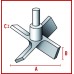 Перемешивающий элемент Bohlender пропеллерный, 4 лопасти, длина 800 мм, 140 х 22 х 6 мм, PTFE (Артикул C 484-40)